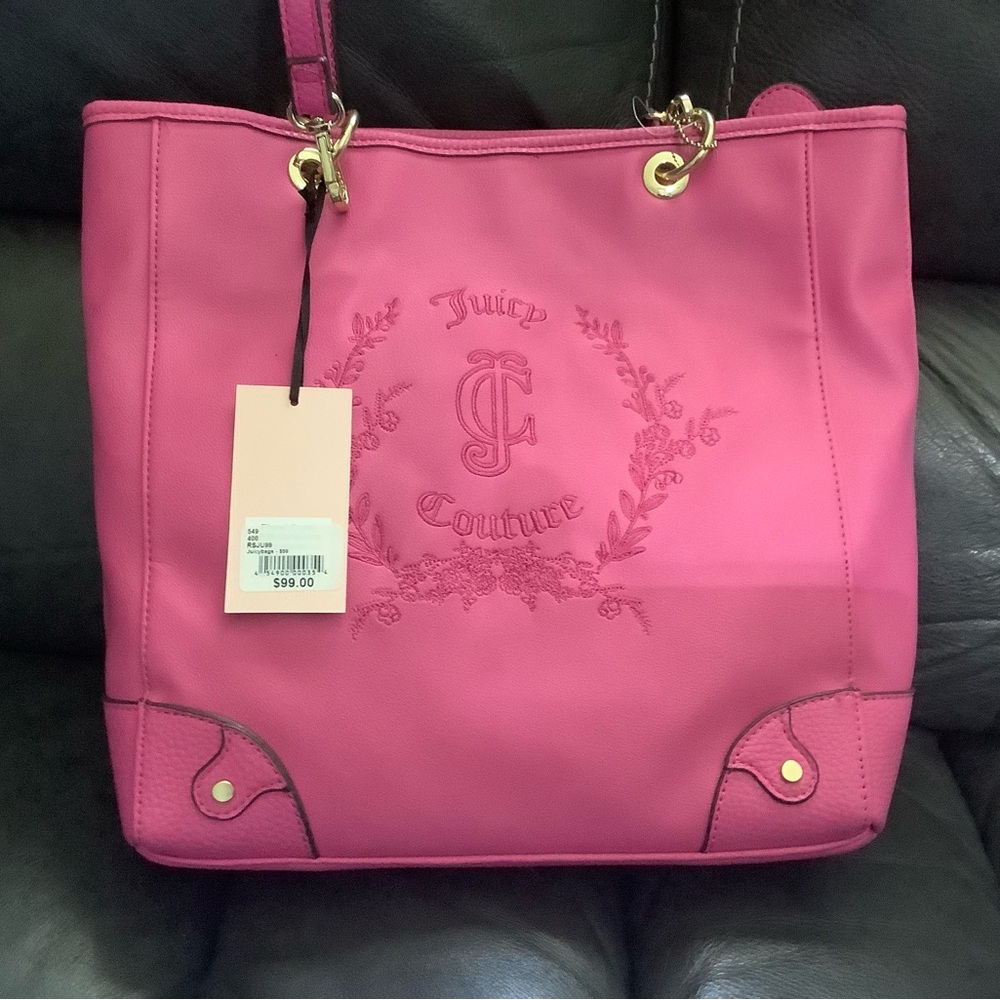 Juicy Couture Pink Embossed Tote with Gold Hardware